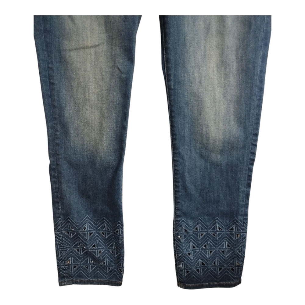 WHBM High Rise Laser Hem Slim Crop Boho Festival Hippie Preppy Jean 4 LONG - Picture 4 of 8